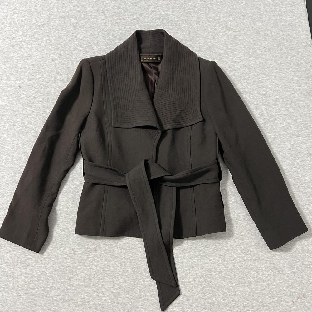 Zara Dark Brown Belted Blazer